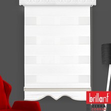 Brillant  Zebra Perde Pliseli Beyaz Etek Dilim 90x200 cm