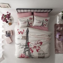 Taç Ranforce Giselle Pembe Çift Kişilik Nevresim Takımı