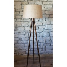 Lambada Oval Üç Ayaklı Lambader K105-Ceviz Ayak-Bej Keten Başlık