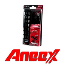 Aneex E-B376 Usb 2.0 Siyah 7 Port Açma/Kapama Butonlu Usb Çoklayıcı