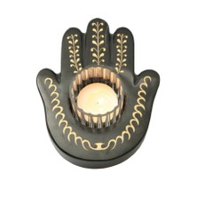 Arte Home Sarmaşık Altın Siyah Mermer El Mumluk