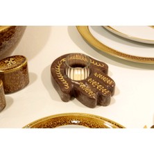 Arte Home Sarmaşık Altın Kahverengi Mermer El Mumluk