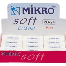 Mikro 2B-24 Soft Silgi 24'lü Yumuşak Silgi Beyaz Renkli Kırtasiye Ürünü