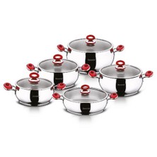 Hascevher Anemon 10 Parça Kırmızı Tencere Set