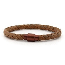 Taba Açık Kahve Bakır Klips Erkek Bileklik Bt251