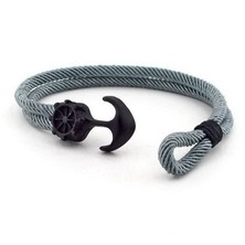 Siyah Metal Çapa Dümen Gri Erkek Bileklik Bt261