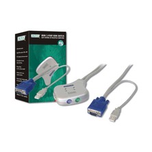 Digitus 2 Portlu Usb Mini Kvm (Keyboard/Video Monitor/Mouse) Switch, Masaüstü Tip, Kvm Bağlantı Kablosu Ürün Beraberinde Gelmektedir