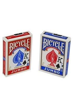 Bicycle Jumbo Index Poker İskambil Oyun Kartı Kağıdı Destesi 2'li Mavi Kırmızı
