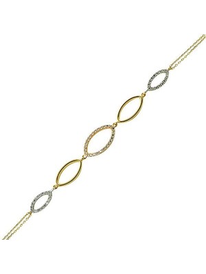 Bilezikhane Bileklik Elips Halkalar Üç Renk 3,17 Gram 14 Ayar Altın