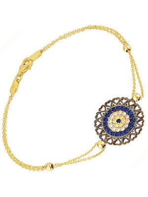 Bilezikhane Kalp Yapraklı Sinyora 14 Ayar Altın Bileklik