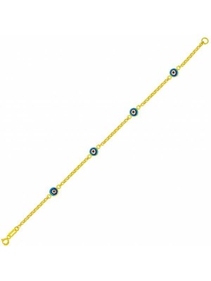 Bilezikhane 4'lü Nazar Boncuklu 14 Ayar Altın Bileklik