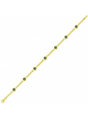 Bilezikhane Yedili Kuş Gözlü 14 Ayar Altın Bileklik