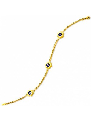 Bilezikhane Papatyalı Boncuklu 14 Ayar Altın Bileklik