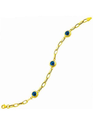 Bilezikhane Üçlü Nazarlı 14 Ayar Altın Bileklik