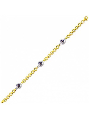 Bilezikhane Kalpli Nazarlık 14 Ayar Altın Bileklik