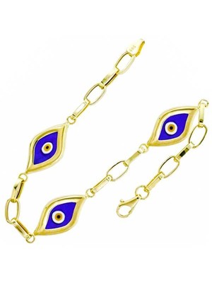 Bilezikhane Göz Motifli Nazarlı 14 Ayar Altın Bileklik