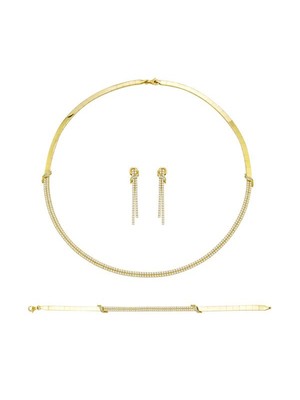 Bilezikhane 14 Ayar Altın Oval Nişan Takımı 2 Sıra 26,00 Gram