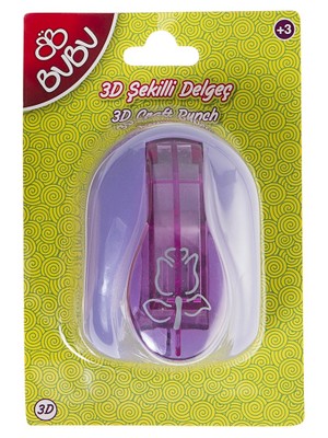 Bubu 3D Şekilli Delgeç Gül -DE0020 Renkli Araç ve Gereçler 3 Parça Ölçülerle