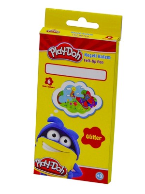 Play-Doh 6 Renk Simli Keçeli Kalem 6 Parça Renkli Eğlenceli Kalem Seti