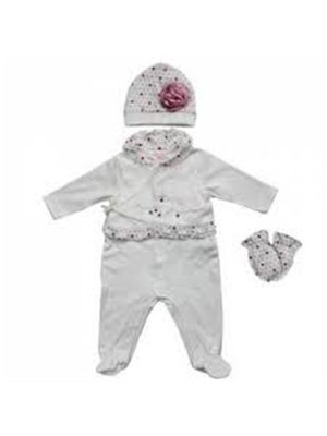 İdil Baby 6050 Hırkalı Tulum 3'Lü Takım Krem