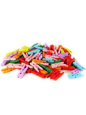 Toptancı Kapında Renkli Mini Ahşap Mandal (10 Adet)