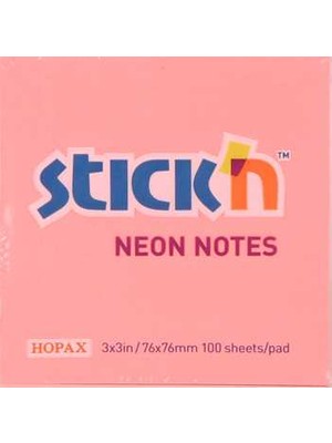Hopax Neon Yapış. Not Kağıt Renkli 76*76 Mm. 100 Yp Pembe