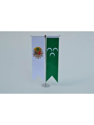 Bayrakal Osmanlı Tuğrası ve 3 Hilal Bayrağı Kırlangıç Masa Bayrak Takımı