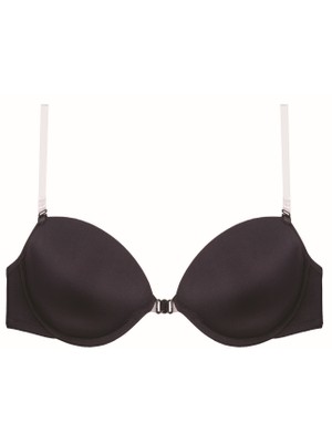 Kadın Siyah Sırtı Şeffaf Tak Çıkar Push Uplı Sütyen 2030