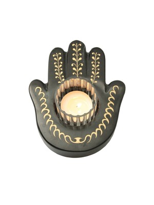 Arte Home Sarmaşık Altın Siyah Mermer El Mumluk