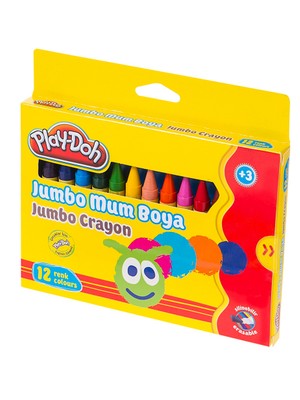 Play-Doh 12 Renk Jumbo Mum Boya Karton Kutu 11 mm Çap 100 mm Silinebilir ve Leke Bırakmaz
