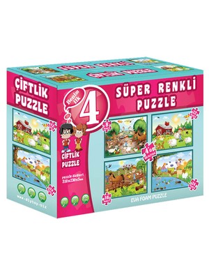 Diytoy Çiftlik Süper Renkli Puzzle (4 Adet Puzzle)