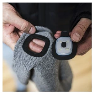 X-Cap-Usb Şarjlı Led Lambalı Işıklı Örme Bere-Siyah