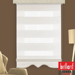 Brillant  Zebra Perde Pliseli Ekru Etek Dilim 70x200 cm
