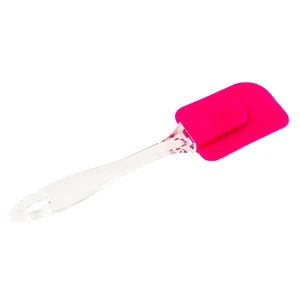 Küçük Şeffaf Saplı Silikon Mini Spatula Pembe