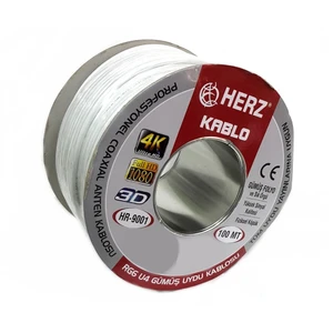 HERZ RG6U4 Uydu Anten Kablosu 100Metre Beyaz