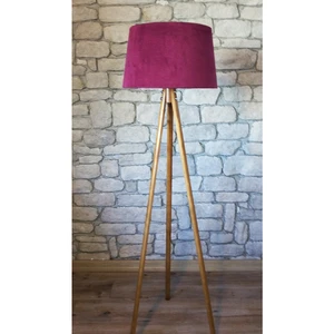 Oval Üç Ayaklı Lambader K092-Naturel Ayak-Fuşya Şapka