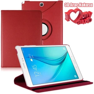 CoverZone Samsung Galaxy Tab A T350 Kılıf Kırmızı + 3d Araç Kokusu + 3d Araç Kokusu