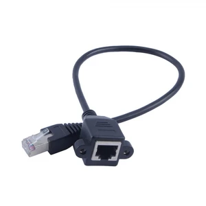 RJ45 M/F Vidalı Panel Korumalı Ethernet LAN Network Uzatma Kablosu - 30CM