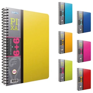 Pixa Spiralli Seperatörlü PP Kapak Defter A4 200yp (5+5) Kareli Çizgili