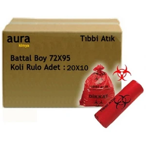 Arslan Plastik Tıbbi Atık Çöp Poşeti 75*90 Battal - 100 Adet