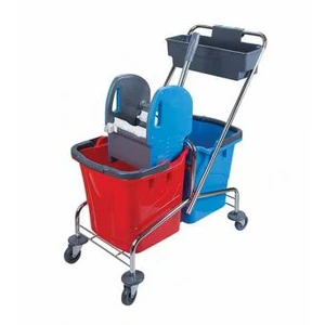 Bahat Çift Kovalı Paspas Arabası Krom Taşıyıcılı Plas.Presli