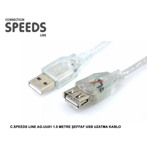 C.Speeds Lıne Ag-Uu01 1.5 Metre Şeffaf Usb Uzatma Kablo