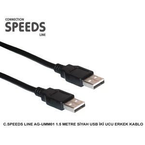 C.Speeds Lıne Ag-Umm01 1.5 Metre Siyah Usb To Usb İki Ucu Erkek Kablo
