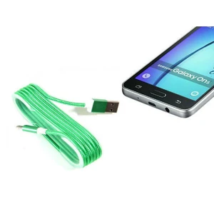 Toptancı Kapında Android Örgü Şeklinde Renkli Çelik Şarj Data Kablosu - Yeşil