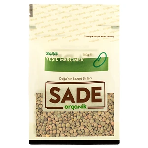 Sade Organik Yeşil Mercimek 500 Gr