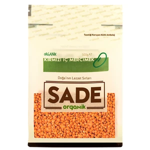 Sade Organik Kırmızı İç Mercimek 500 Gr