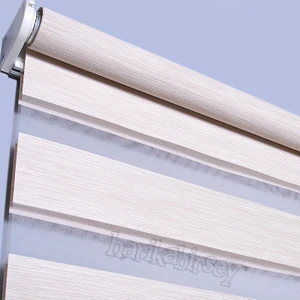 Harikabirsey Zebra Perde Krem-Sütlü Kahve Bambu desen Stor 130x260 cm