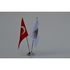 Bayrakal Osmanlı Tuğrası ve Türk Bayrağı Masa Bayrak Takımı 