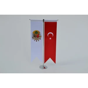 Bayrakal Osmanlı Tuğrası ve Türk Bayrağı Kırlangıç Masa Bayrak Takımı