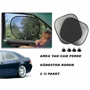 Perde Yan Cam Düz Siyah Vantuzlu